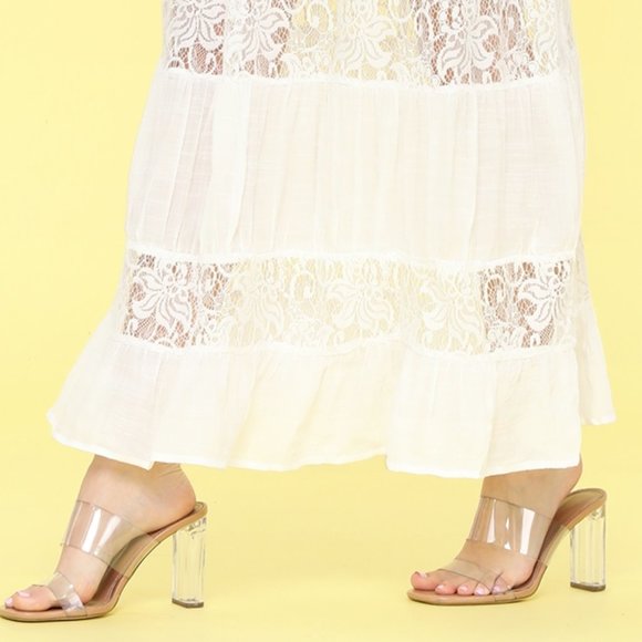 White Lace Detail Maxi Skirt - Picture 3 of 7